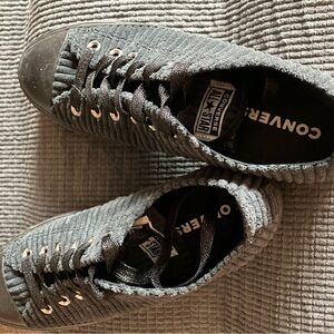 Converse Black Platform Corduroy Sneakers